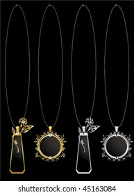 Gold and silver floral necklaces - vector version
