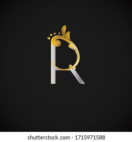GOLD SILVER FLORAL R LETTERS LOGO