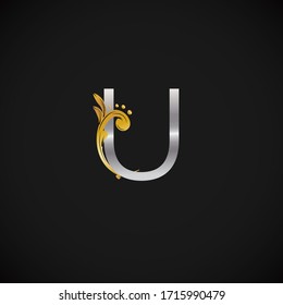 GOLD SILVER FLORAL U LETTERS LOGO