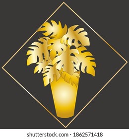 Gold and silver flowers, branches, plants. Postcards, winter site design. New Year Christmas. Winter holidays. Vector isolated images.	