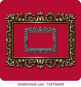 Gold and silver frame.