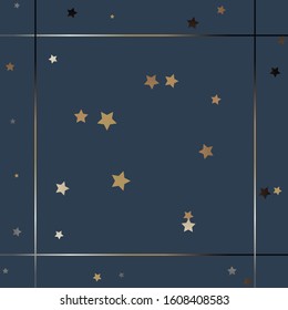 Gold and Silver Frame. For Cards, postcards, backgrounds, etc. Winter Holiday, Christmas Themes. Vector Illustration.