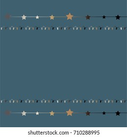 Gold and Silver Frame on Blue. For Cards, postcards, backgrounds, etc. Winter Holiday, Christmas Themes. Vector Illustration.