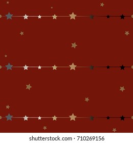 Gold and Silver Frame on red Christmas Background. For Cards, postcards, backgrounds, etc. Winter Holiday, Christmas Themes. Seamless Pattern. Vector Illustration.