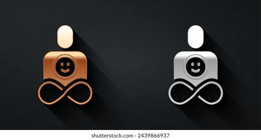 Gold and silver Friends forever icon isolated on black background. Everlasting friendship concept. Long shadow style. Vector