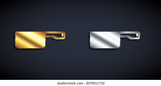 Gold And Silver Frying Pan Icon Isolated On Black Background. Fry Or Roast Food Symbol. Long Shadow Style. Vector