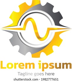 Gold silver gear logo template design