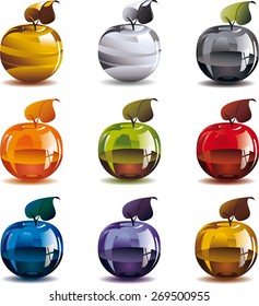 Gold, silver and glass apples. Gold and silver apples. And also I made glass bottles of different colors of apples. They are filled with juice. 
Or maybe you will be their version?