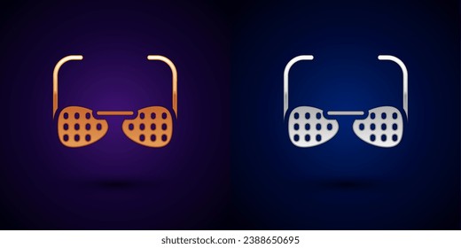 Gold and silver Glasses for the blind and visually impaired icon isolated on black background.  Vector