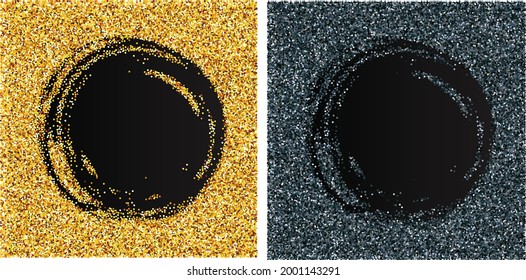 Gold and silver glittery circle backgrounds