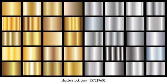 Gold silver gradient background vector icon texture metallic illustration for frame, ribbon, banner, coin and label. Realistic abstract golden design seamless pattern. Elegant light and shine template
