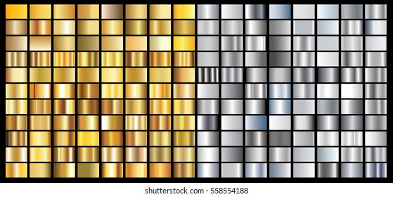 Gold silver gradient background vector icon texture metallic illustration for frame, ribbon, banner, coin and label. Realistic abstract golden design seamless pattern. Elegant light and shine template