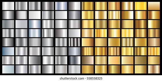 Gold silver gradient background vector icon texture metallic illustration for frame, ribbon, banner, coin and label. Realistic abstract golden design seamless pattern. Elegant light and shine template