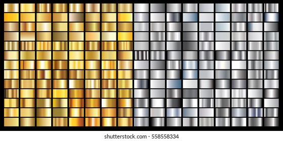 Gold silver gradient background vector icon texture metallic illustration for frame, ribbon, banner, coin and label. Realistic abstract golden design seamless pattern. Elegant light and shine template