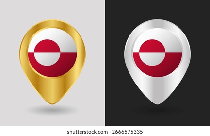 Gold and Silver Greenland Flag Map Pin Icon