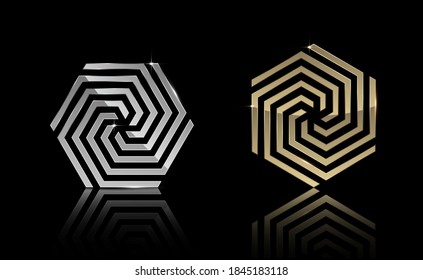 Gold and Silver Hexagon shape, Exclusive, Premium, Luxury, Creative Design, Vector and Illustration.