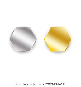 Gold silver hexagons on light background. Abstract geometric texture. Gradient background. Vector illustration.