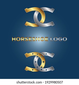 Gold and silver horseshoe logo