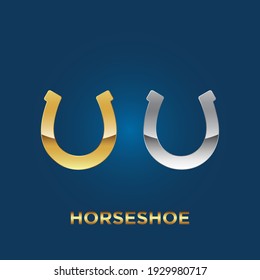 Gold and silver horseshoe logo