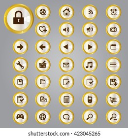 Gold and silver icons vector