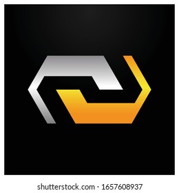 Gold and silver Illustration Logo Infinity Vector Template Templates can be digital, internet, computer, technology. EPS 10 vector.