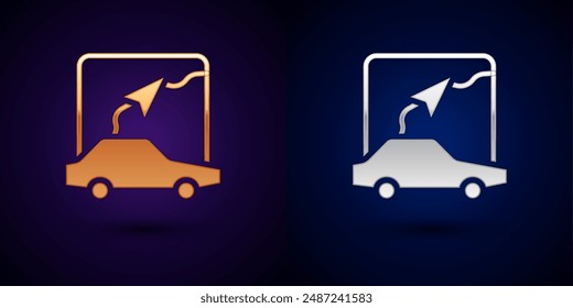 Icono de navegación de mapa de la ciudad aislado sobre fondo negro. Diseño de concepto de interfaz de App móvil. Concepto de geolocalización.  Vector