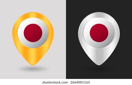 Oro y Plata Japón Mapa de la Bandera Pin Icon