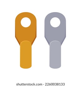 Ilustración vectorial de las teclas oro y plata. Dibujo de dibujos animados de herramientas o equipos de electricista aislados en fondo blanco. Ingeniería, tecnología, concepto de construcción