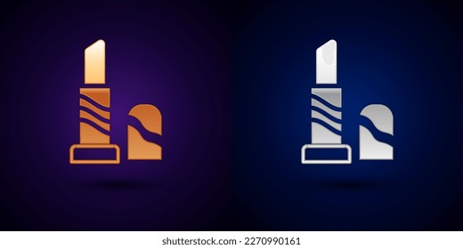 Gold and silver Lipstick icon isolated on black background. 8 March. International Happy Women Day.  Vector
