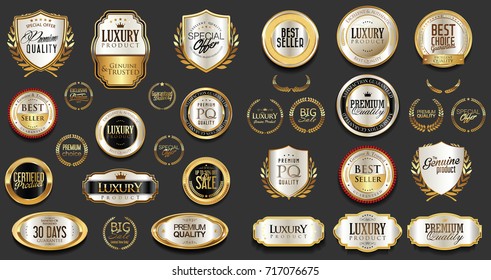 Gold and silver luxury badges retro design collection 