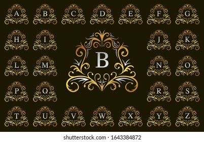 Gold and silver luxury letter A to Z, vector illustration