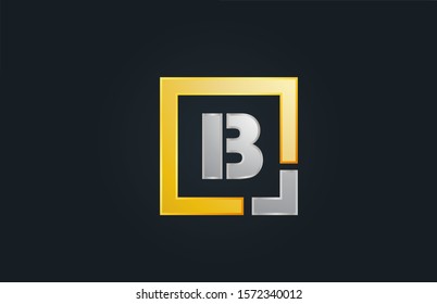 gold silver metal letter B alphabet logo design icon for business. Suitable as a logotype