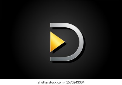 gold and silver metal letter D alphabet logo design icon for business. Suitable as a company logotype