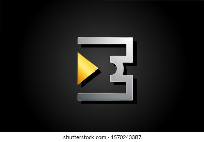 gold and silver metal letter E alphabet logo design icon for business. Suitable as a company logotype