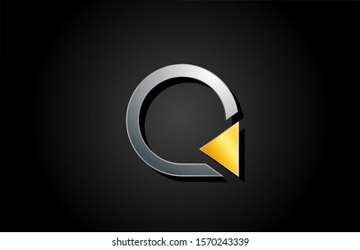 gold and silver metal letter Q alphabet logo design icon for business. Suitable as a company logotype