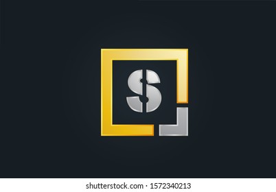 gold silver metal letter S alphabet logo design icon for business. Suitable as a logotype