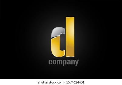 gold silver metal logo d alphabet letter design icon for company. Suitable as a business logotype 