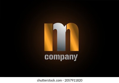 gold silver metal logo m alphabet letter design icon for company. Suitable as a business logotype 