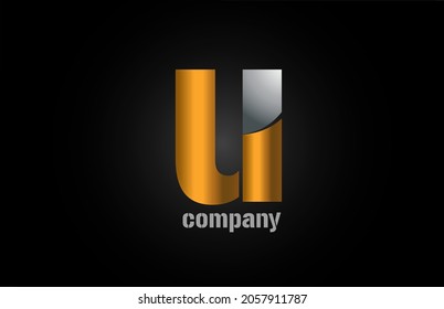 Gold Silber-Metal-Logo u Alphabet Buchstaben Design Symbol für Unternehmen. Geeignet als Geschäftslogotype 