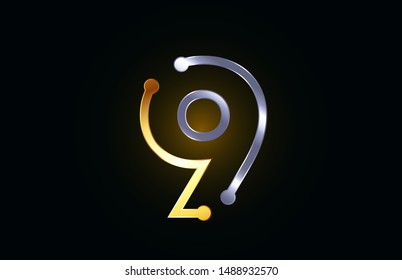 gold and silver metal number 9 logo icon design suitable as a logotype for a company or business