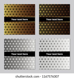 gold and silver metallic abstract lines geometric pattern square brochures vector templates set