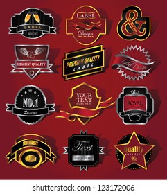 Gold and Silver Metallic Label Sticker Badge Collection Vector