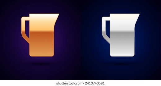 Gold- und Silbermilch-Krug oder Pitcher-Symbol einzeln auf schwarzem Hintergrund.  Vektorgrafik