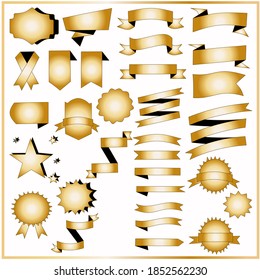 Gold and silver. New Year. 2021.Elements from of a set of ribbons for inscriptions. Stars. Cloud for words and thoughts. Vintage. Labels, stickers, banners, tags banners. Isolated vectors.