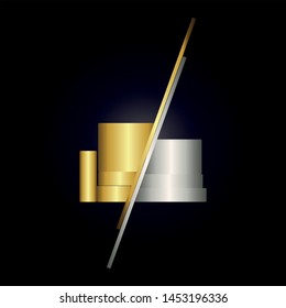 the gold and silver object logo design