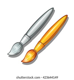 Gold and silver paintbrush. Vector illustration.