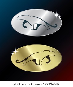 Gold and silver panther medals - vector illustration