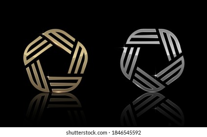 Gold and Silver Pentagon shape, Exclusive, Premium, Luxury, Creative Design, Vector and Illustration.