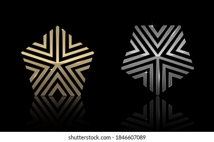 Gold and Silver Pentagon shape, Exclusive, Premium, Luxury, Creative Design, Vector and Illustration.
