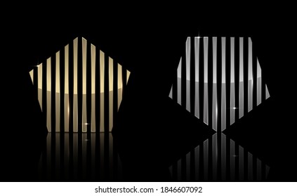 Gold and Silver Pentagon shape, Exclusive, Premium, Luxury, Creative Design, Vector and Illustration.
